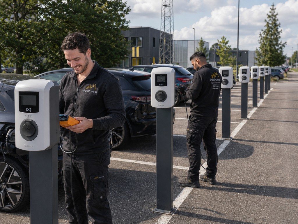 PakaInvest Team bei der Inbetriebnahme eines Wallbox-Ladeparks